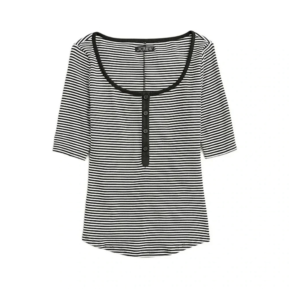 J.Crew Vintage Rib Henley T-Shirt in Stripe – XS